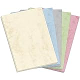50 Blatt Briefpapier (A4) | Bunter Marmor Mix (5 Farben) | Motivpapier Set | edles Design Papier | beidseitig bedruckt | Bastelpapier | 90 g/m²