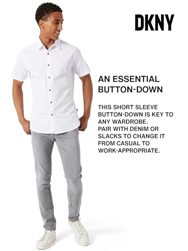 DKNY Mens Short Sleeve Button Down Shirts – Modern Fit, Breathable Stretch Cotton, Button Up Short Sleeve Dress Shirt for Men3