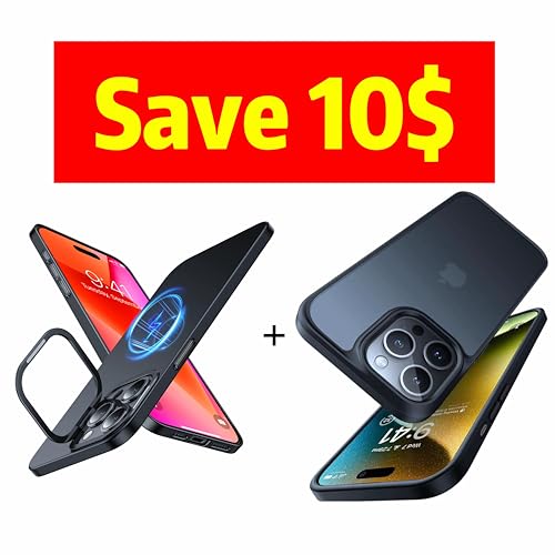 TORRAS iPhone 15 pro max case with Stand magsafe Black 6.7"