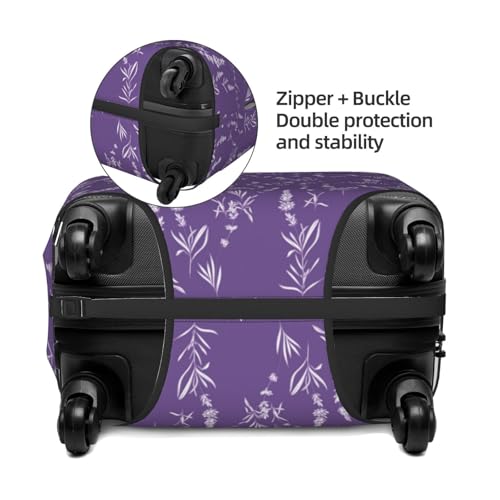 Travel Luggage Cover Protector - Lavender Flowers Purple White Anti-Scratch Suitcase Covers Fits 18-32 Inch Luggage4