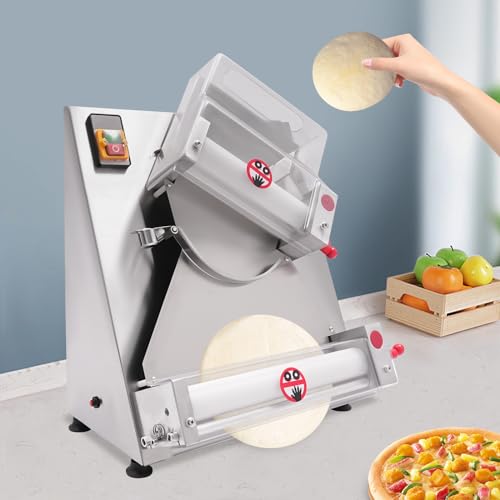 Commercial Pizza Dough Roller Sheeter, 370W Electric Dough Rollers Stainless Steel, Suitable for Noodle, Pizzas, Bread and Pasta Maker Equipment