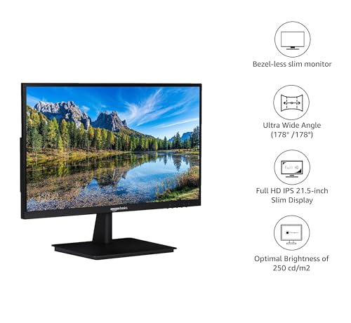 Image of amazon basics 21.5 inch Full HD, Slim LCD Monitor with LED Back Light Technology, Stylish Bezel-Less Design, Wide Angle, ` Flickerless