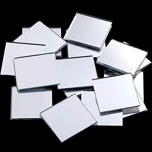 SATINIOR Self-Adhesive Mini Square Glass, Decorative Craft DIY Accessory Mirrors Mosaic Tiles (2.5 x 2.5 cm, 144 Pieces)