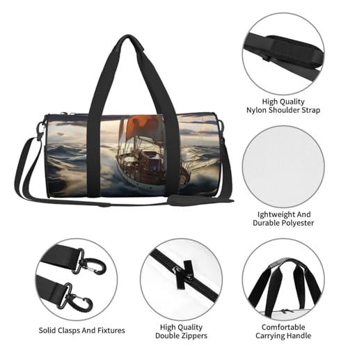 Travel Duffle Bag Lightweight Small Gym Bag Foldable Weekender Overnight Bags with Adjustable Shoulder Strap Carry On Tote Bags Ocean Sailboat Hospital Bag for Women Men4
