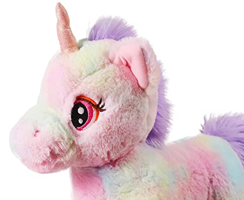 Image of AVSHUB Standing Unicorn with Glitter Horn Rainbow Fur Animal Plush Toy, Safe for Kids, Soft Toy for Baby Boy and Girl, Soft Toys Playing Home Decoration |Size 40 cm|Pink|