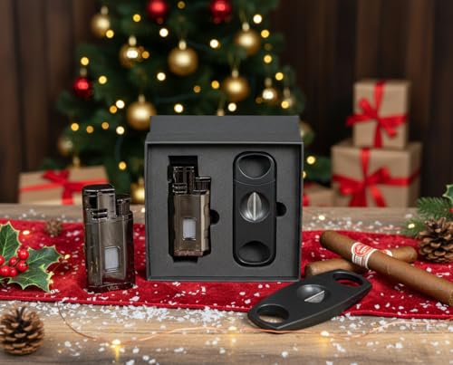 Set regalo encendedor triple y cortador para puros miniatura 2
