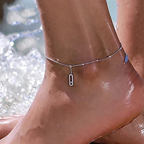 LNNSHX Bracciale cavigliera Piede, Argento Sterling Puro 925 attività di Movimento Perlina cavigliera Catena Gamba Braccialetto Piede Gioielli Donna Gioielli di Marca di Lusso (Colore Oro Rosa)