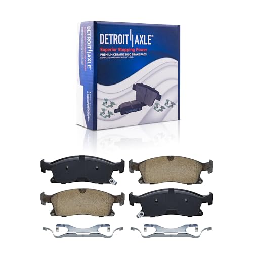 Image of Detroit Axle - Front Brake Kit for Mercedes-Benz ML250 ML350 GLE350 | GLE300d, Drilled and Slotted Disc Brake Rotors Ceramic Brake Pads with Hardware Replacement 13.78 inch inch Rotor