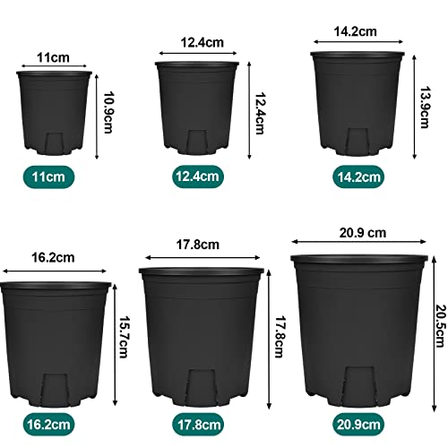 Image of Muzihra 11cm Plastic Plant Pot Pack of 10, Root-Control Nursery Seedling Planter Decorative Garden Flower Pot Container Green for Indoor Outdoor Bonsai Plants - Black