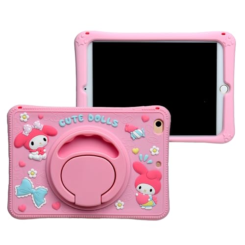 MONEHOYSY - Funda de dibujos animados para iPad Air 1/2 iPad 9.7 2017/2018, bonita funda de silicona suave [a prueba de caídas, a prueba de golpes, antideslizante] funda con soporte trasero para