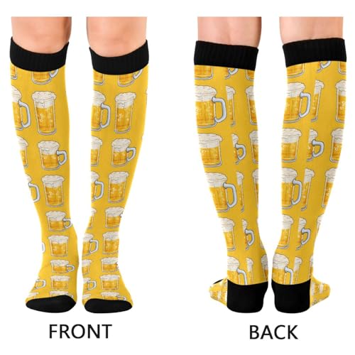 ALAZA Beer Yellow Compression Socks for Women Men Circulation Long Socks Running Athletic Cycling2