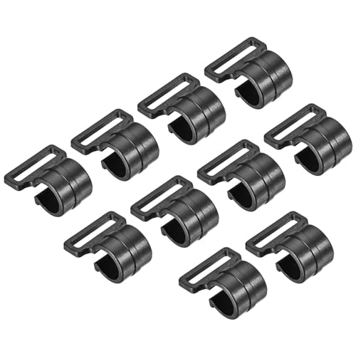 M METERXITY 10 Pack C-Clips Clamps for Tent Pole - Plastic Clips Tent Hook Awning Clamps Fasteners, Apply to Camping Hiking (11mm, Black)