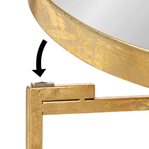 Image of Kate and Laurel Celia Round Metal Foldable Accent Table with Mirror Tray Top, Gold