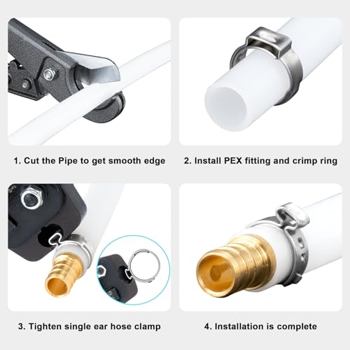 Image of 50 Pack 1 /2 Inch PEX Cinch Clamps Rings, 304 Stainless Steel PEX Crimp Rings, Pinch Clamps for PEX Tubing Pipe Fittings Connection