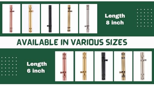 Image of Premium Heavy Aluminium 8 Inch Tower Bolt | Door Stopper | Door Lock Latch for Home, Office Doors,Main Doors,Windows | kundi | chitakni | Chitkini(Gold Finish)(Pack of 12)