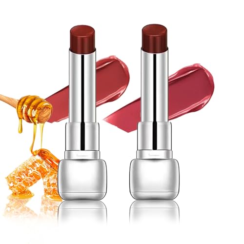 Image of Plumper Moisturizing Butter Lipstick for Women, Natural Tinted Lip Balm Shine Nourishing Hydrating Lip Gloss Stain for Dry Lips, Lightweight Lip Liner Care Makeup, Vegan, 2Pc Rose Red & Plum