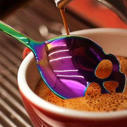 Voyoo 6PCS Edelstahl Schädel Zucker Löffel - Gothic Kaffee Tee Rührlöffel für Bar & Küche