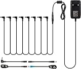 Asmuse Adaptador de Fuente de Alimentación Pedal de efecto Splitter del Pedal 9V CA/CC Punta 1A Negativo con 8 vías Cable de Conexión para Guitarra Bojo