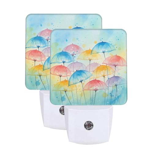 Image of Futterya Plug-in LED Night Light, Watercolor Rainbow Set of 2 Dusk-to-Dawn Auto Sensor Decor Lamp