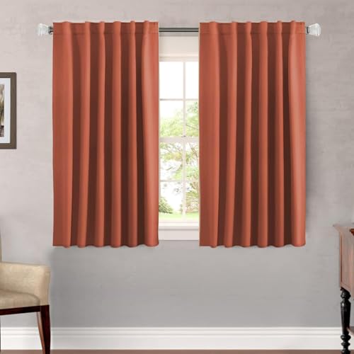 Image of H.VERSAILTEX Blackout Curtains Thermal Insulated Window Treatment Panels Room Darkening Blackout Drapes for Living Room Back Tab /Rod Pocket Bedroom Draperies, 52 x 45 Inch, Orange, 2 Panels