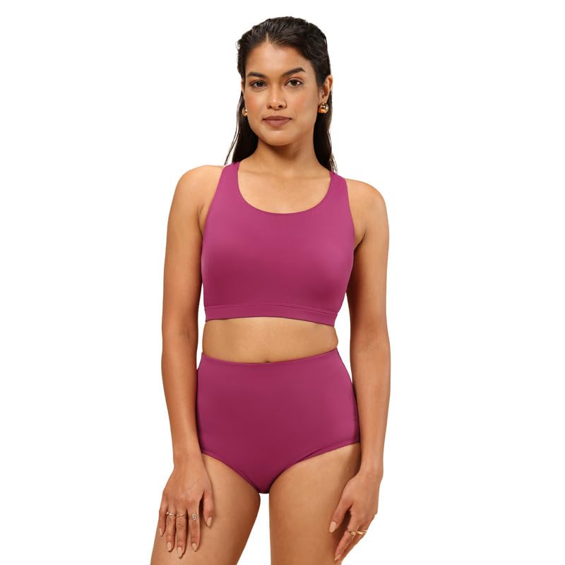 blissclub Women Bliss Swim Top | Full Coverage | Inbuilt Cups That Stay in Place | Trendy Cross-Back | Adjustable Straps-picture-16