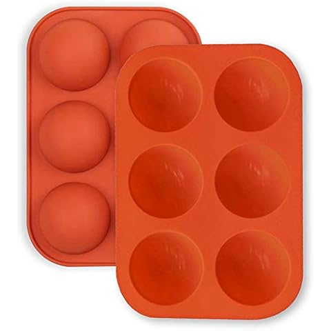 FANFX Semi Sphere Chocolate Moulds 6 Cavity Silicone Molds for Making Chocolate Bomb Baking Dome Cake Jelly Mousse Desserts ( 2 Packs Brick Red ) Cover