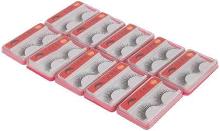 Taobaopit 10 Pairs Black Cross Style False Eyelashes Fake Eye Lash + Glue
