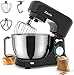 Küchenmaschine, Zuccie Knetmaschine Leise Rührmaschine inkl 4,8L Edelstahlschüssel 3-Rührwerkzeuge Spritzschutz Teigschaber und Eiertrenner, 1000W Leistungsstark Kuchenmachiene(Schwarz)
