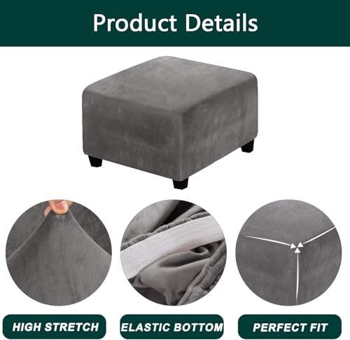 Funda protector de muebles de salón en terciopelo negro para puf cuadrado 5