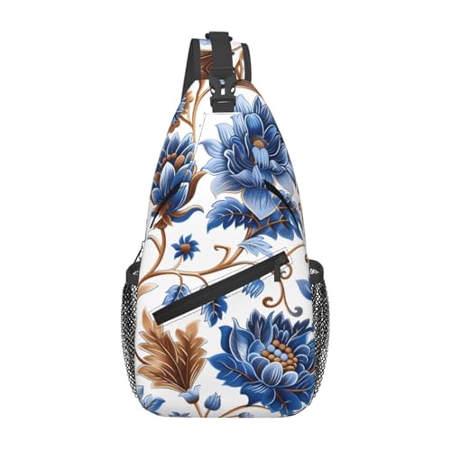 Bolso bandolera estilo floral azul para viaje ligero