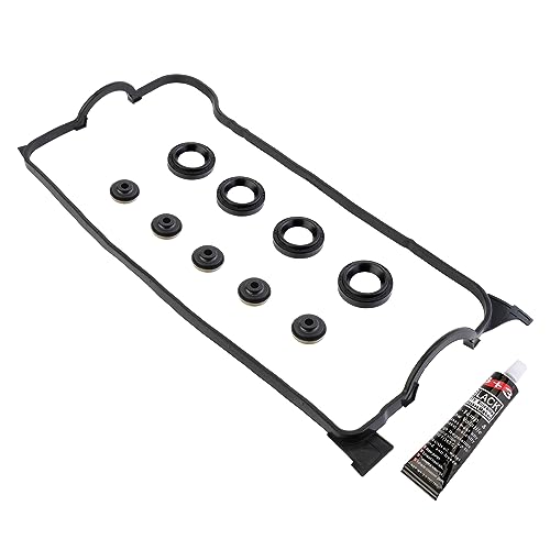 Image of VS50499R Engine Valve Cover Gasket & Gasket Maker 3oz Compatible with 1992-2000 EL Honda Civic Del Sol Si /S /Si VX CX DX LX VP GX HX Ex Si 1.6L L4 SOHC 16V VC4029 VS50500R 12341P08000