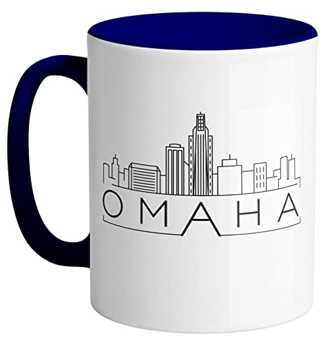 TeesAndTankYou Omaha Nebraska Skyline Coffee Mug 11oz Navy