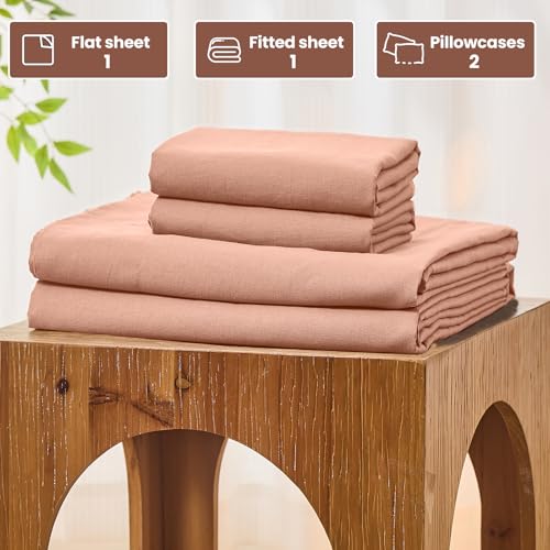 Image of Bedlifes 100% French Linen King Bed Sheet Set - 16 inch Deep Pocket, 4-Piece | Soft & Durable, Breathable & Cooling, Pure Flax Linen, OEKO-TEX Certified, Moisture-Wicking, Easy Care, Machine Washable