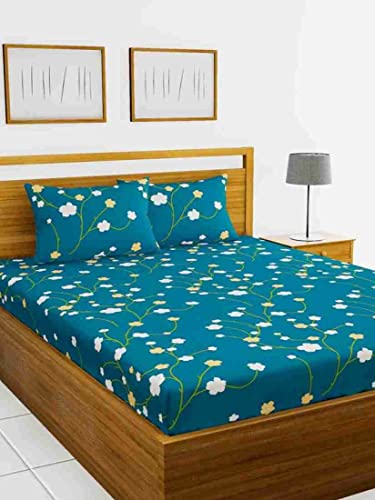 Image of Super Soft All Round (Elastic Fitted) Single Bed Bedsheet with 1 Pillow Cover- 4 Feet x 6 Feet - 48 Inches x 72 Inches x 6 Inches-Single