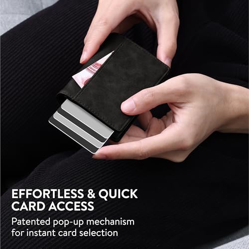 Navaris Pop Up Wallet with Inner Slots - Pop-Up RFID Blocking Card Holder w Cash Pocket - Slide Modern Trigger Wallet - Holds 10 Cards - Metal RFID Smart Wallets for Men3