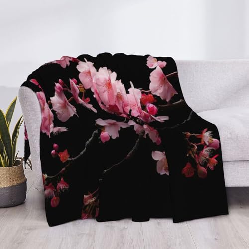 Couverture flanelle fleurs de cerisier haut de gamme jeté de lit luxueux