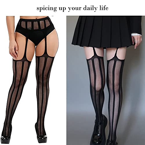 Women's Garter Belt Fishnet Tights Stockings High Waisted Suspender Pantyhose4