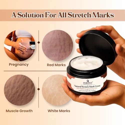 Image of Pokonut Natural Skincare Trio | Stretch Marks Cream + Face Cream + Dark Patch Reducer | Ayurvedic Formula with Hyaluronic Acid, Niacinamide, Wheat Germ Oil | 100% Herbal, Dermatologically Tested | For Glowing & Even Skin Tone | Pack Of 3