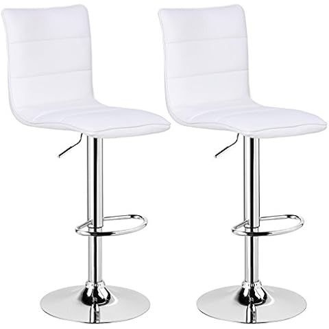WOLTU Taburete de Bar Regulable en Altura con Respaldo Juego de 2 Taburete Altos Cocina Giratorio Piel Sintética Cromado Silla Bar Cover