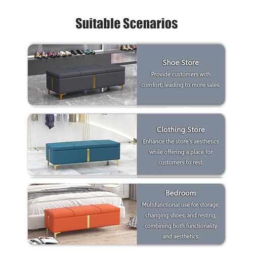 Banc ottoman de bout de lit pour ranger les couvertures facilement - 8