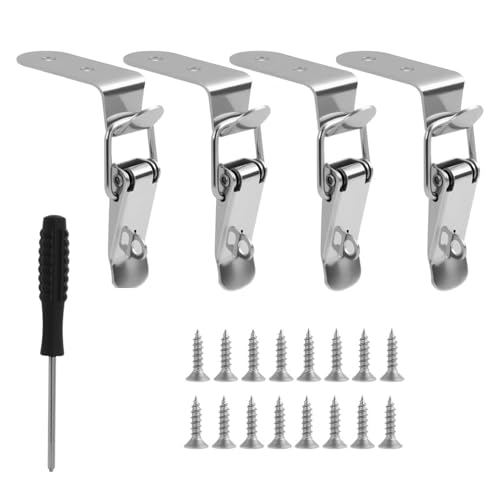 4pcs Fermeture à Levier à Pression, Loquet à Bascule à 90 Degrés, Fermoir à Levier pour Caisse à Outil, Loquet à Ressort, Fermeture à Levier Inox,...