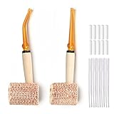 Joyoldelf Handmade Corn Cob Pipe - Natural Corncob Tobacco Pipe Set with Light Brown Stem, Pipe Cleaners and 5mm Filters, Perfect Starter Pipe Kit for Beginner and Hospitality