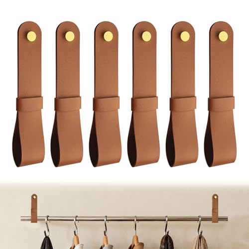 LELE LIFE Lot de 6 supports de tringle à rideaux en cuir, supports décoratifs pour tringle à...