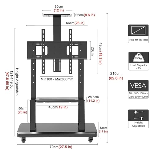 Soporte móvil para TV de 40-75 pulgadas con ruedas miniatura 2