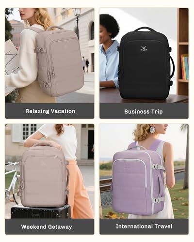 Hynes Eagle Travel Backpack for Women Puffer Flight Approved Carry On Backpack 17 inch Laptop Personal Item Weekender Bag 30L Black2