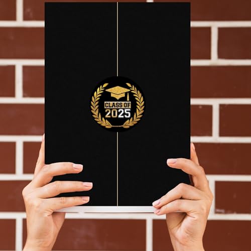 Image of Graduation Decorations 2025 Guest Book, Grad Party Decorations Class of 2025, Black and Gold Themed