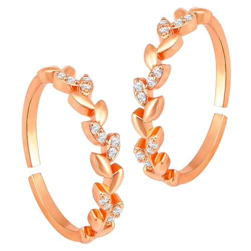 Image of Peora Cubic Zirconia Studded Adjustable Toe Ring Bichiya Stylish Fancy Daily Regular Jewellery for Women