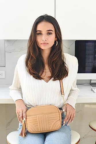 Image of EVVE Quilted Crossbody Bags for Women - Stylish Camera Bag with Tassel - Lightweight Medium Size Shoulder Purse