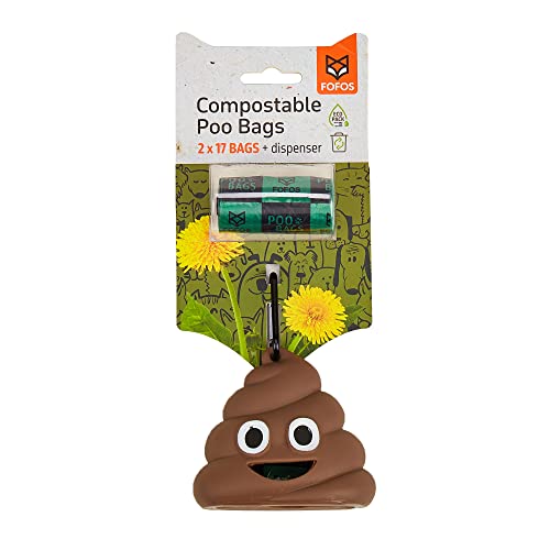 Image of BarkButler x FOFOS Poop Bag Accessory Set (34 Bags with 1 Dispenser) - Leakproof & Durable Dog Poop Bags, Poop Bag Dispenser for Dogs - Brown & Green