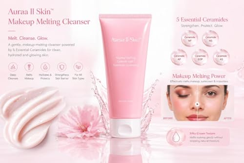 Image of Makeup Melting Cleanser with 5 Essential Ceramides for Deep Cleansing & Makeup Removal | Hydrating Face Cleanser for Waterproof Makeup, Dirt & Excess Oil | Gentle for Dry & Sensitive Skin | 100ml